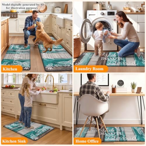 HEBE Anti Fatigue Kitchen Mat Set of 2, Cushioned Kitchen Mats for Floor - Image 7