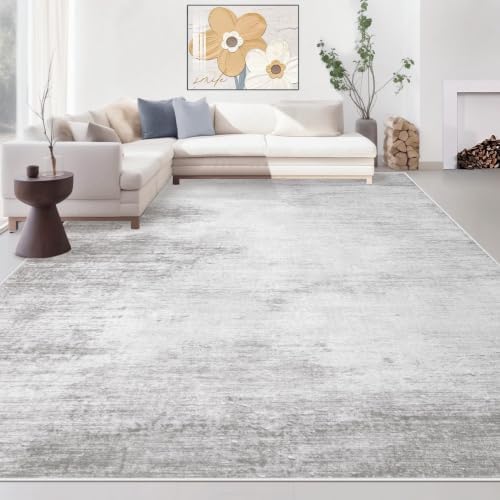 Area Rugs 8x10 Living Room: Washable Rug Modern Abstract Large Rugs Soft Non Slip Neutral Rug Stain Resistant Indoor Carpet for Bedroom Kitchen Dining Room Home Office Rugs(Grey,8'x10') by MXSANYOORUG