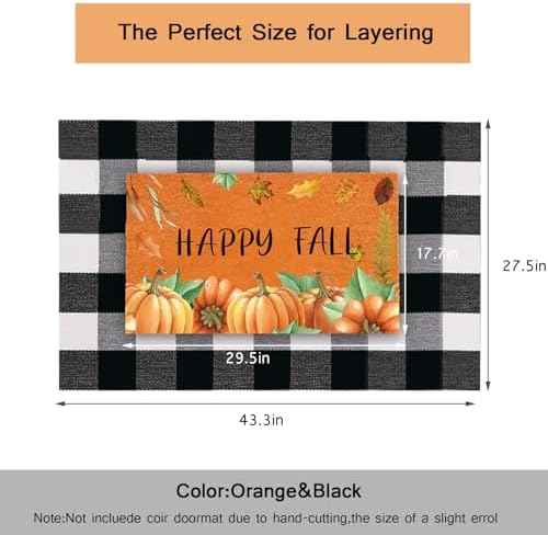 Cotton Buffalo Plaid Rug, 28x43 Black and White Checkered Outdoor Rug Front Door Decorative Mat, Washable Layered Area Rug for Front Porch, Entryway, Indoor, Patio - Image 2
