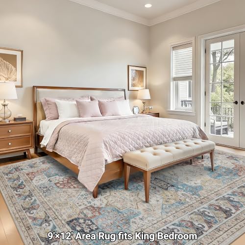 RCTJHOME Moroccan Washable Rugs 9x12, Vintage Rugs for Living Room Bedroom - Image 3