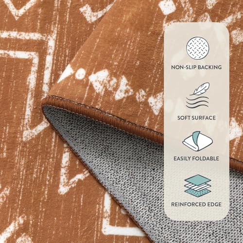 Lahome 5x7 Burnt Orange Rug, Washable Fall Western Rugs for Living Room - Image 4