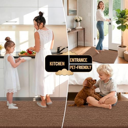 OLANLY Thick Chenille Large Bathroom Rugs 44x32, Absorbent Bath Mat, Mocha - Image 6