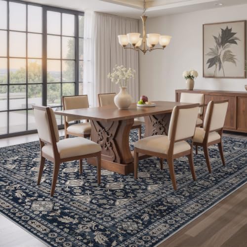 EIEIHOUSE Washable 10x14 Area Rugs for Living Room Navy Blue - Image 3
