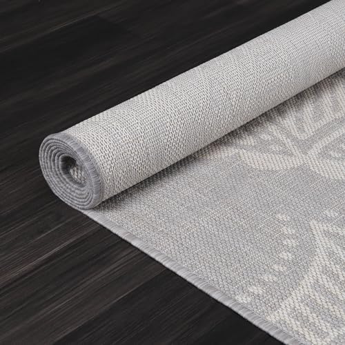 Luul Home Medallion Outdoor Rug 8x10 Washable Outside Carpet for Indoor Patio Porch Waterproof Easy Cleaning Non Shedding Area Rugs Gray 8 x 10 - Image 5