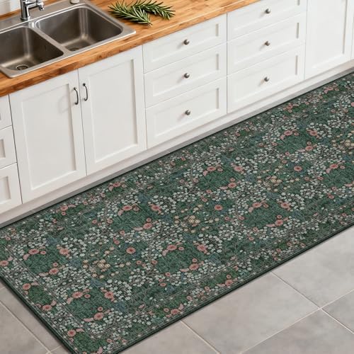 2'6" x 8' Runners Rug for Hallway Washable Soft Carpet (Green) - Image 4