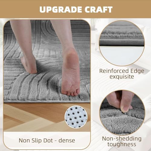 Grey Boho 8x10 Solid Color Area Rugs, Washable Rugs for Living Room - Image 2