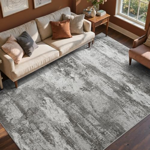 4x6 Ft Abstract Washable Area Rugs for Living Room Grey - Image 2