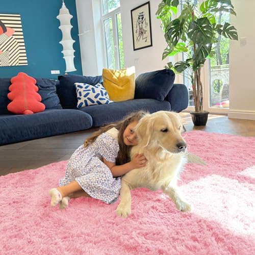 OLANLY 2x8 Machine Washable Runner Rugs for Hallway, Soft Fluffy Shaggy Bedside Rugs for Bedroom, Living Room, Indoor Floor Carpet for Kids Girls and Boys, Nursery Rooms, Home Decor Aesthetic, Pink - Image 6