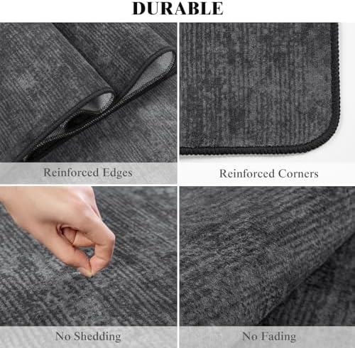 6x9 Washable Area Rug, Black Solid Area Rugs for Living Room & Bedroom - Image 5