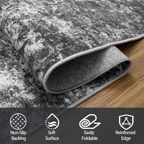 5x7 Area Rugs for Living Room Washable Bedroom Dining Room Black Grey - Image 4