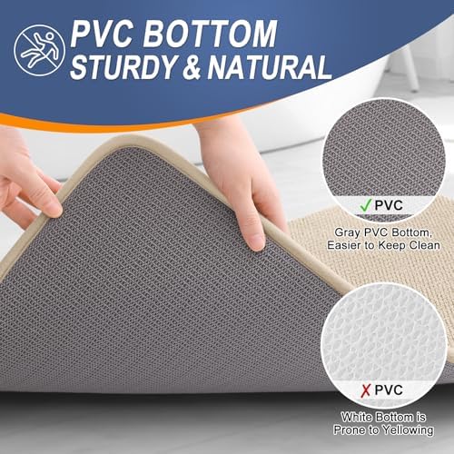 OLANLY Thick Memory Foam Bathroom Rugs 30x18, Absorbent Bath Mat, Beige - Image 4