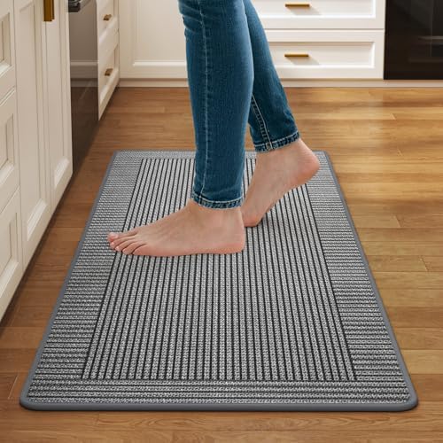 Kitchen Mats for Floor, Non Slip Kitchen Rugs, 17x30 Grey by QiCaiJia