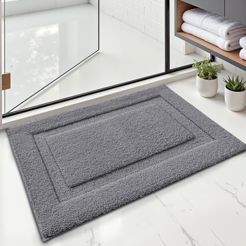 LUMI Ultra Soft Bathroom Rugs Absorbent, Non Slip Bath Mat 20x32, Dark Grey - Image 5