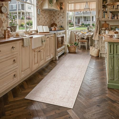 PureCozy Pink Runner Rug 2'6"x8' Vintage Floral by PureCozy