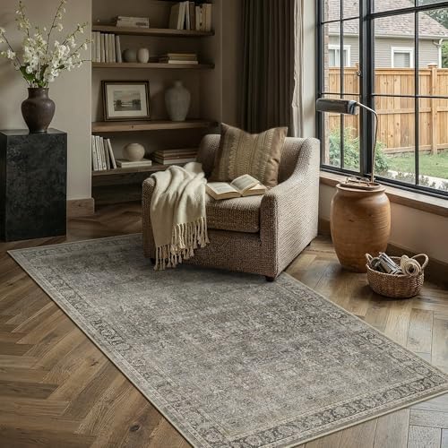 HUGEAR Moss Green 3x5 Washable Area Rugs for Living Room by HUGEAR