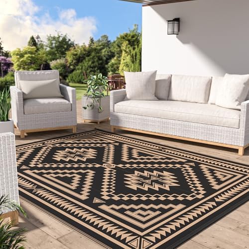 GENIMO Outdoor Rug, Waterproof Plastic Rugs for Patio, 8'x10' Dark Brown by GENIMO