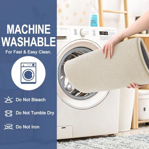 OLANLY Memory Foam Bathroom Runner Rugs 47x20, Absorbent Long Mat, Ivory - Image 6