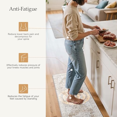 GENIMO Anti Fatigue Kitchen Mats for Floor 2PCS, Standing Rugs,BeigeTan - Image 3