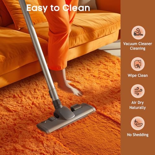 Ophanie Orange Fall Rugs for Bedroom Living Room,Fluffy Fuzzy Furry Carpet,Plush Soft Shaggy Bedside Indoor Floor 4x6 Area Rug for Kids Girls Boys Baby Teen Dorm Decor with Over 99 pcs Pile fibers - Image 6