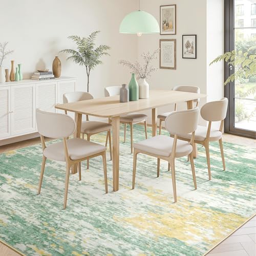 5x7 Area Rug for Living Room, Abstract Washable Non-Slip Rugs, Light Green - Image 3