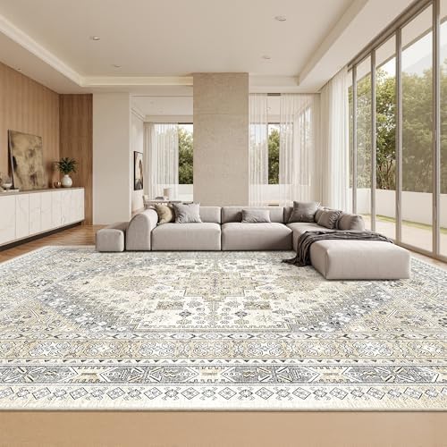 zesthome 10x14 Area Rugs for Living Room,Large Washable Rug,Beige by Zesthome