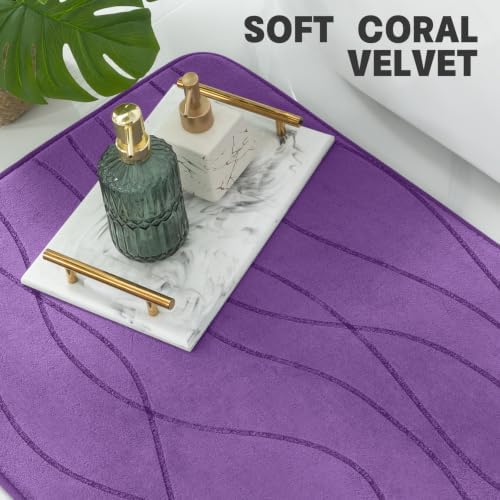 YIHOUSE Bathroom Rugs Set 2 Piece, Memory Foam Bath Mat Purple - Image 6