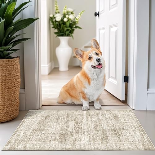 2x3 Rug Non Slip, Small Washable Entryway Rug,Brown - Image 3