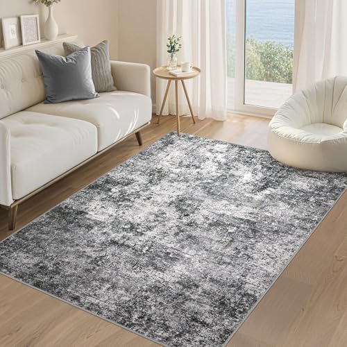 DMOYEST Area Rug Living Room Rugs 4x6 Washable Abstract Grey Carpet by DMOYEST