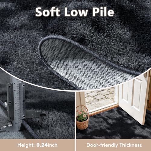 2x8 Tie-dye Dark Grey Runner Rug Washable Non-Slip for Kitchen Hallway - Image 4
