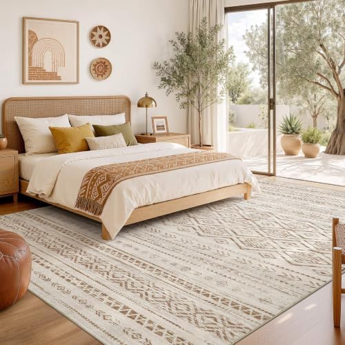 Nakagishi Boho 10x12 Area Rug Living Room Rugs Machine Washable Brown - Image 6