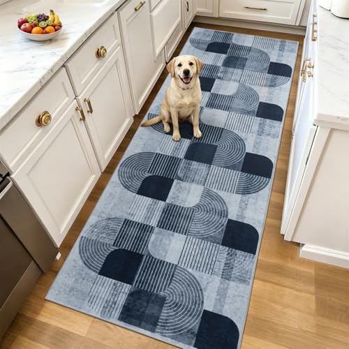 Washable Modern Geometric Hallway Runner Rug for Kitchen Grey 2x6 ft - Image 5
