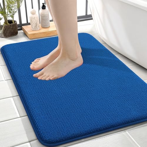 OLANLY Memory Foam Small Bathroom Rugs 24x16, Absorbent Mat, Deep Navy Blue by OLANLY