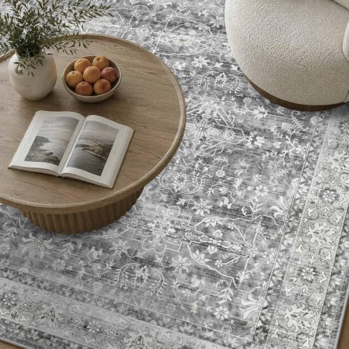 6x9 Area Rugs for Living Room Washable Vintage Grey Rugs Large - Image 4