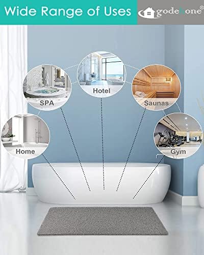godehone Shower Mats Non Slip Without Suction Cups, PVC Loofah Bathroom Mats, Loofah Mats for Shower and Bathroom, Quick Drying, 15.7× 36 Inch, Grey - Image 4