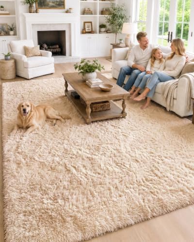 OLANLY 5x6 Area Rugs for Living Room Bedroom, Machine Washable Soft Fluffy Shaggy Bedside Rug, Indoor Floor Carpet for Kids Girls and Boys, Dorms, Nursery Rooms, Home Decor Aesthetic, Beige - Image 5