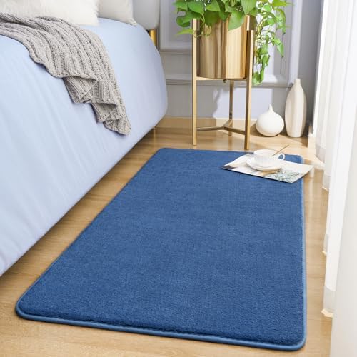 Amearea Modern Washable Runner Rugs, 2x4 Feet Blue Bedroom Runner Rug by AmeareaDirect