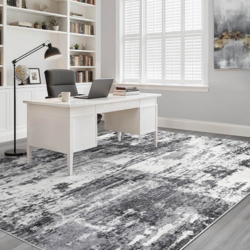 LOONGRUG 9x12 Area Rug Washable Neutral Modern Living Room Rug Black White - Image 7