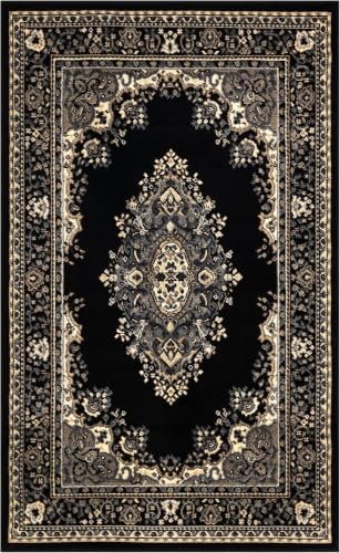 Unique Loom Reza Collection Area Rug - Washington (3' 1" x 5' 3" Rectangle Black/Gray) by UniqueLoom
