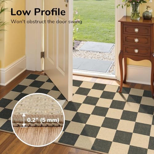 Lessymo Living Room Rugs 5x7 Checkered Washable Easy Jute Outdoor Patio Rug - Image 7