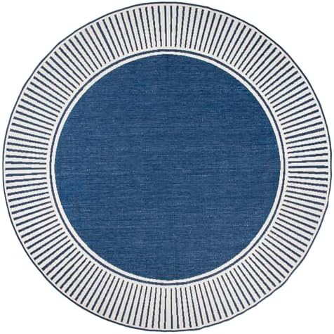 nuLOOM Asha Navy Bordered Power Loomed Indoor/Outdoor Area Rug, 8' Round - Image 6