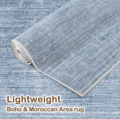 Tortania Area Rug Living Room Rugs - 10x12 Washable Large Soft Neutral Boho Moroccan Bohemian Farmhouse Rug Indoor Floor Carpet for Bedroom Under Dining Table Home Office Decor - Slate Blue - Image 5