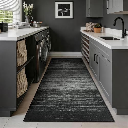 LIANLAM 2x6 Silver Infused Self-Cleaning Runner Rug for Hallway(2x6,Black) by LIANLAM