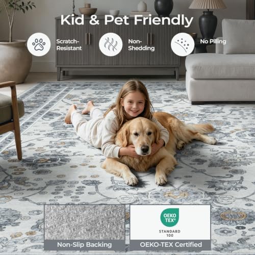 9x12 Area Rug for Living Room, Large Grey Rugs Washable Non-Slip - Image 4
