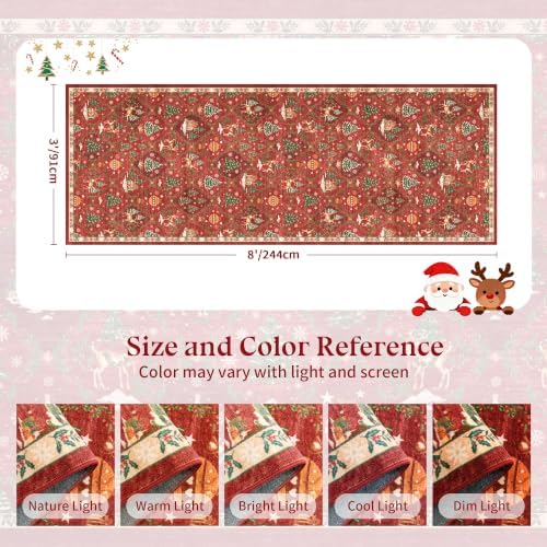 Christmas 3x8 Washable Kitchen Runner Rug, Red Non Slip Low Pile Rug - Image 2