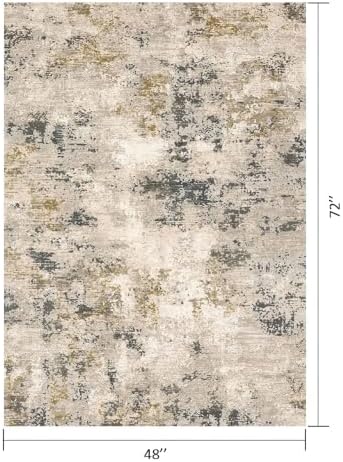 Gilded Mottle 4x6 ft Cream Gray Olive Area Rug for Living Room Office - Image 2
