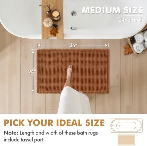 MIULEE Fall Terracotta Set of 2 Waffle Bathroom Rugs Bath Mat 24x36 Inch - Image 2
