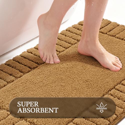 Pauwer Bathroom Rugs Set 2 Piece, Microfiber Bath Mat Set, Mustard - Image 4