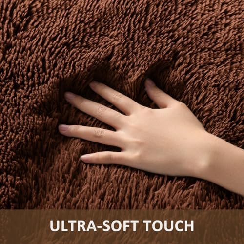 Ophanie 2x8 Runner Rug for Hallway,Upgrade Non-Slip Fluffy Soft Bedside Rugs,Bedroom Living Room Brown Shaggy Carpet for Kids Girls Boys Dorm Nursery Home Decor Aesthetic with Over 99 pcs Pile fibers - Image 2