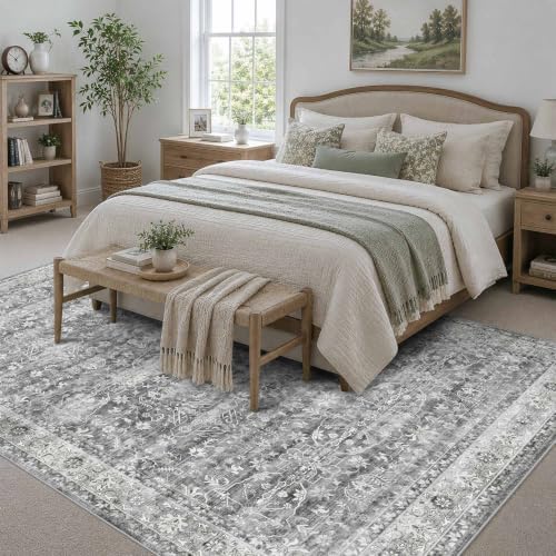 6x9 Area Rugs for Living Room Washable Vintage Grey Rugs Large - Image 2