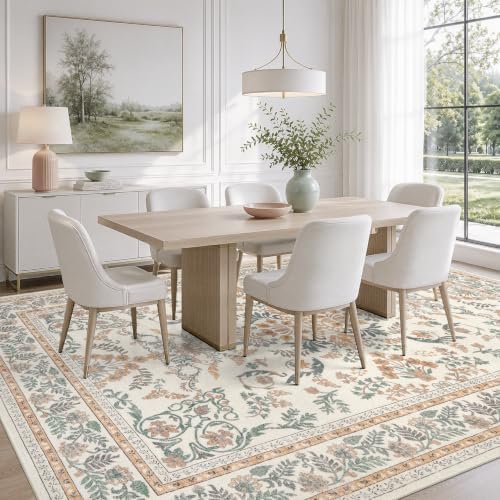 DCX Orange and Beige Washable 5x7 Rug for Living Room - Image 4